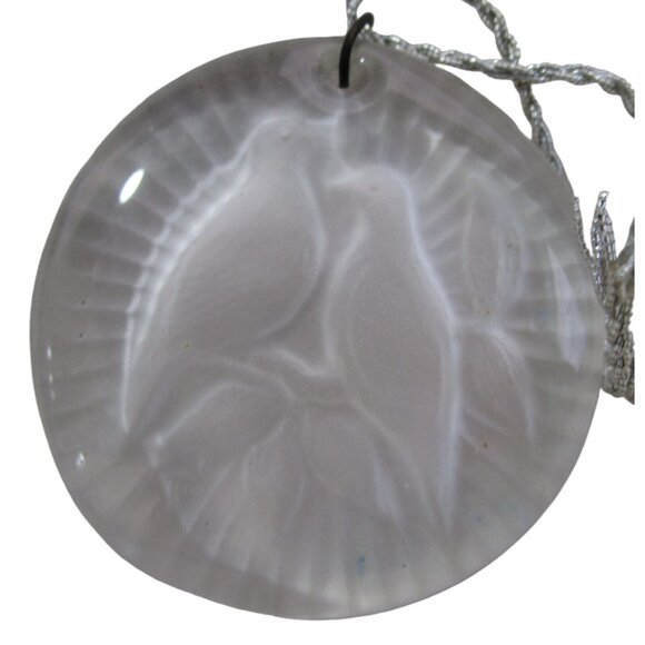 Two Turtle Dove Fostoria Glass Christmas Ornament 1970's In Orignal Box GUC - Picture 1 of 12